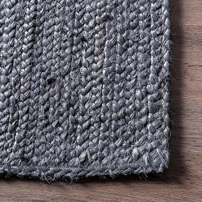 nuLOOM 2x8 Rigo Jute Hand Woven Area Rug, Navy, Solid Farmhouse Design, Natural Fiber, For Bedroom, Living Room, Dining Room, Hallway, Office, Kitchen, Entryway