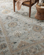 Loloi Magnolia Home by Joanna Gaines Millie Collection MIE-02 Sky/Gold 5'-3" x 7'-6", .25" Pile Height, Area Rug