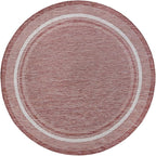 Unique Loom Outdoor Border Collection Area Rug - Soft Border (7' 10" Round Rust Red/Ivory)