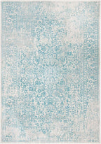 SAFAVIEH Evoke Collection 4' x 6' Ivory / Aqua EVK256J Oriental Distressed Non-Shedding Living Room Bedroom Accent Rug