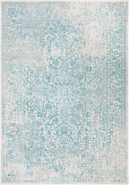 SAFAVIEH Evoke Collection 6'7" x 9' Ivory / Aqua EVK256J Oriental Distressed Non-Shedding Living Room Bedroom Dining Home Office Area Rug