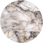 SAFAVIEH Craft Collection Area Rug - 6'7" Round, Grey & Gold, Modern Abstract Design, Non-Shedding & Easy Care, Ideal for High Traffic Areas in Living Room, Bedroom (CFT877F)