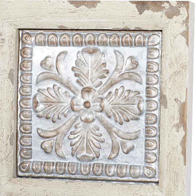 Deco 79 Metal Scroll Home Wall Decor Wall Sculpture with Embossed Details, Wall Art 31" x 2" x 31", White