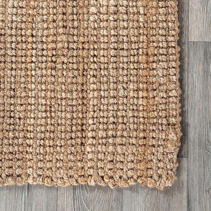 nuLOOM Ashli Solid Farmhouse Jute Area Rug, 10x13, Natural