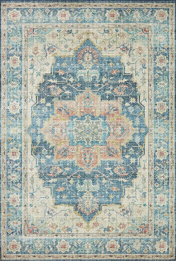 Loloi Skye Collection SKY-12 Ocean/Multi 7' x 9' Oval Area Rug