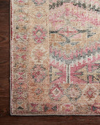 Loloi Layla Collection LAY-17 Pink/Lagoon 2'-0" x 5'-0" .13" Thick Accent Rug, Soft, Durable, Vintage Inspired, Distressed, Low Pile, Non-Shedding, Easy Clean, Printed, Living Room Rug