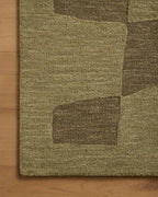 Loloi Leanne Ford Craven Collection CVN-03 Green/Olive 2'-6" x 7'-6" Runner Rug Checkered, Patterned, Neutral, Hallway, Kitchen, Mudroom, and Bathroom
