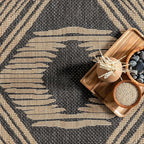 nuLOOM 5' x 8' Outdoor Tribal Geometric Area Rug, Stain Resistant, Weather Resistant, High Traffic, Patio, Balcony, Outside, Ranya Dark Grey