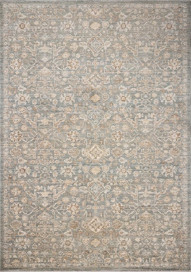 Loloi Chris Loves Julia Palma Collection PLM-05 Blue/Natural 2'-7" x 12'-0" Runner Rug Vintage Style Boho Living Room Bedroom Carpet