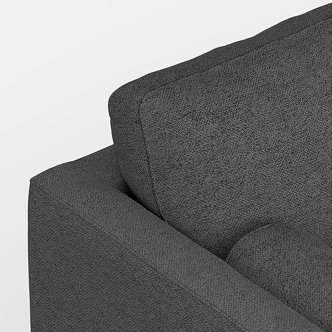 SIMPLIHOME Morrison Mid-Century Modern 89 inch Wide Sofa with Ottoman Set in Charcoal Grey Tightly Woven Performance Fabric for the Living Room and Family Room