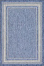 Unique Loom Outdoor Border Collection Area Rug - Soft Border (6' 1" x 9' Rectangle, Blue/ Ivory)