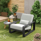 Christopher Knight Home Aspen Outdoor Aluminum Club Chair, Durable Aluminum Lounge Chair, Armchair with Cushions, Metal Accent Chair, Tilt Backrest Recliner for Backyard, Garden, Balcony, Black+Grey