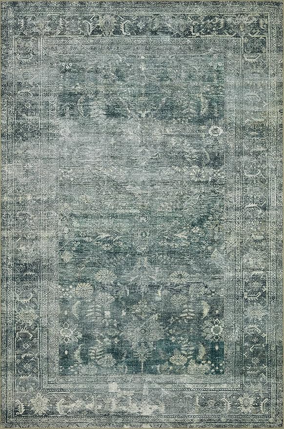 Loloi Magnolia Home by Joanna Gaines Banks Collection BAN-03 Blue/Lagoon 2'-0" x 5'-0" .13" Pile Height, Machine Washable, Accent Rug