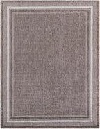 Unique Loom Outdoor Border Collection Area Rug - Soft Border (10' x 13' 1" Rectangle Brown/Ivory)