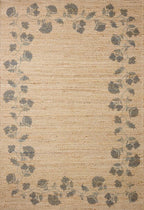 Loloi Chris Loves Julia Rue Collection RUE-05 Natural/Denim 7'-6" x 9'-6" Area Rug Jute Neutral Floral Living Room Bedroom Rug