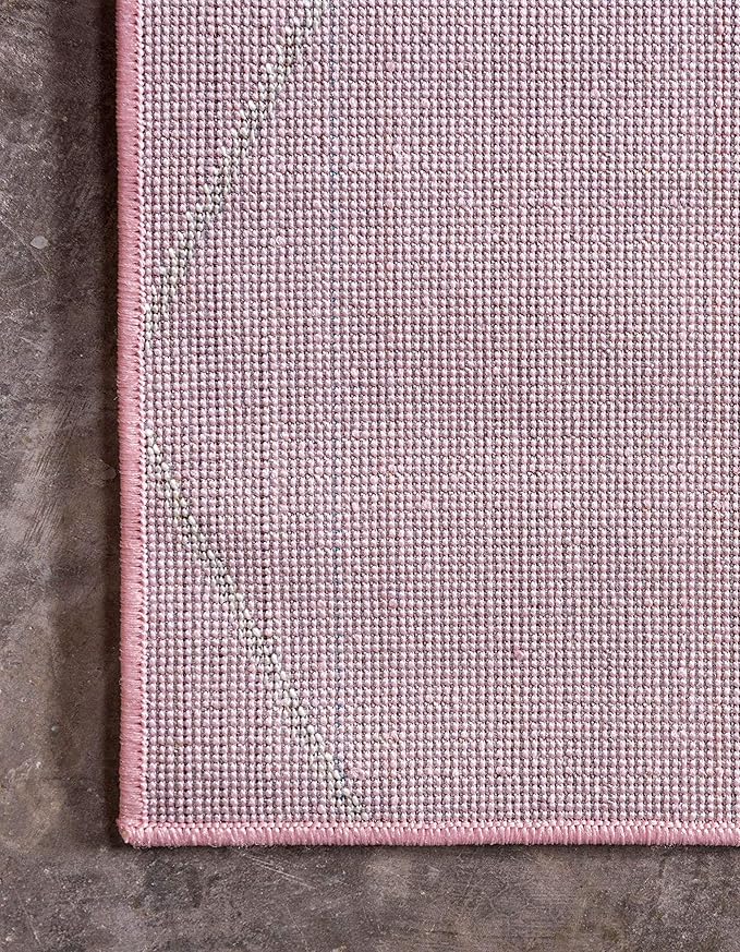 Unique Loom Trellis Frieze Collection Area Rug - Geometric (2' x 8' 8" Runner, Light Pink/ Ivory)