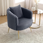 Art Leon Accent Chair Set of 2, Modern Velvet Upholstered Armchairs, Living Room Side Chairs Barrel Chairs with Golden Metal Legs, Gray