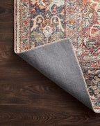 Loloi Layla Collection LAY-02 Spice/Marine 9'-0" x 12'-0" .13" Thick Area Rug, Soft, Durable, Vintage Inspired, Distressed, Low Pile, Non-Shedding, Easy Clean, Printed, Living Room Rug