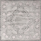 JONATHAN Y Modern Vintage Medallion Light Gray 3x3 Square Indoor Area Rug, Country, Floral, Easy-Cleaning for Living Room, Bedroom, Kitchen, Pet Friendly, Non-Shedding (MDP100A-3SQ)