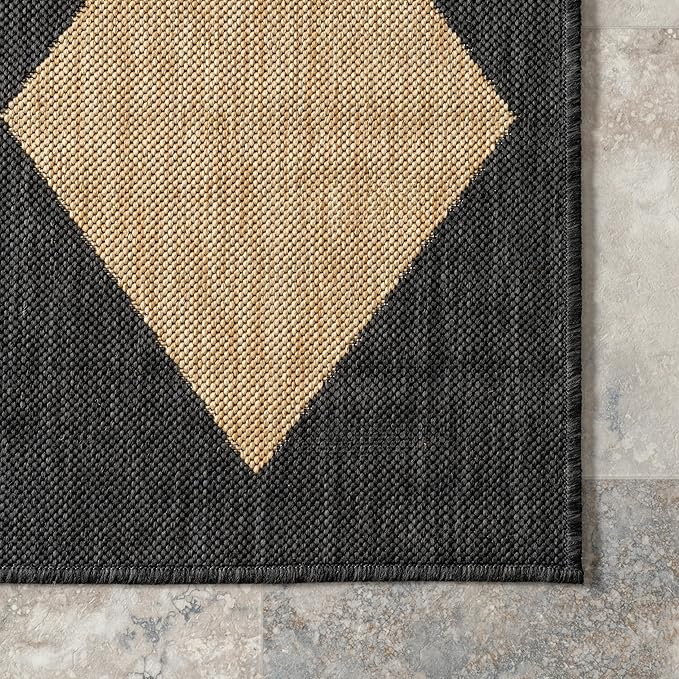 nuLOOM 2' x 3' Outdoor Performance Area Rug, Stain Resistant, Weather Resistant, High Traffic, Patio, Balcony, Outside, Sabina Dark Grey