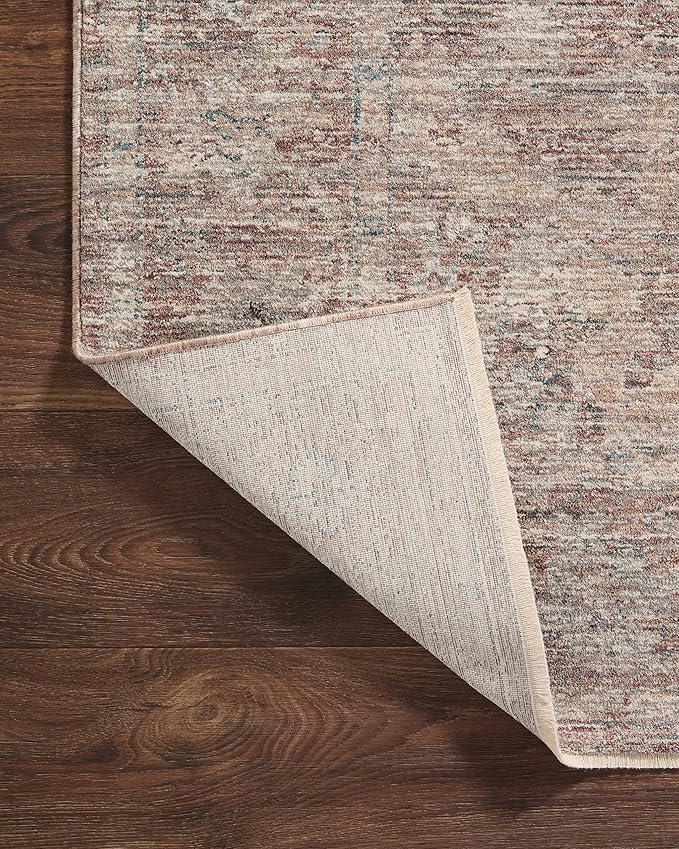 Loloi Magnolia Home by Joanna Gaines Millie Collection MIE-04 Brick/Fog 7'-10" x 7'-10", .25" Pile Height, Round Area Rug