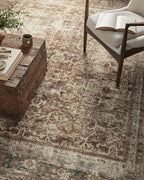 Loloi Magnolia Home by Joanna Gaines Sinclair Collection SIN-01 Rust/Lagoon 5'-0" x 7'-0", .25" Pile Height, Machine Washable, Area Rug