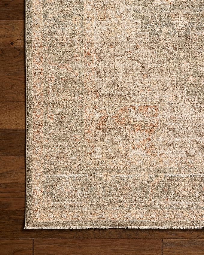 Loloi Chris Loves Julia Palma Collection PLM-08 Olive/Spice 2'-7" x 10'-0" Fringe Runner Rug Vintage Style Boho Living Room Bedroom Carpet
