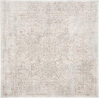 SAFAVIEH Evoke Collection Area Rug - 6'7" Square, Ivory & Taupe, Distressed Design, Non-Shedding & Easy to Clean, Ideal for Living Room, Bedroom, Dining Space (EVK256E)