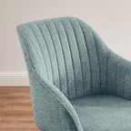 Zouron Mid Century Modern Accent Chair with Wooden Legs, Swivel Desk Chair No Wheels, Upholstered Side Armchair Vanity Chair for Small Space Home Office Living Room Bedroom, Light Blue