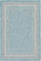 Unique Loom Outdoor Border Collection Area Rug - Soft Border (4' 1" x 6' 1" Rectangle, Aquamarine/ Ivory)