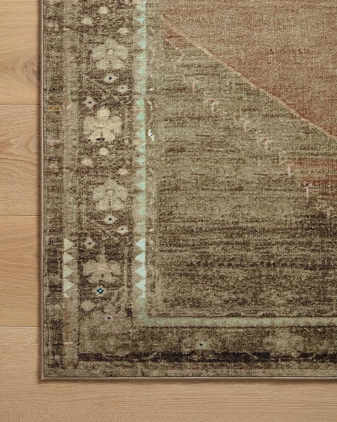 Loloi Magnolia Home by Joanna Gaines Sinclair Collection SIN-06 Clay/Tobacco 8'-6" x 11'-6", .25" Pile Height, Machine Washable, Area Rug