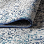 JONATHAN Y Modern Vintage Medallion Navy/Light Gray 8' Round Indoor Area Rug, Country, Floral, Easy-Cleaning for Living Room, Bedroom, Kitchen, Pet Friendly, Non-Shedding (MDP100B-8R)