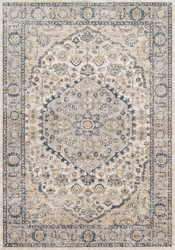 Loloi Teagan Collection TEA-01 Natural/Lt. Grey 2'-8" x 7'-6" Runner Rug, Large, Soft Neutral Rug, High-Traffic for Living Room, Bedroom, Home Office, Dining Area