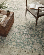 Loloi Magnolia Home by Joanna Gaines Sinclair Collection SIN-05 Jade/Sand 2'-3" x 9'-6", .25" Pile Height, Machine Washable, Runner Rug