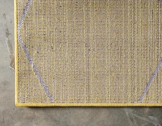 Unique Loom Trellis Frieze Collection Area Rug - Geometric (8' x 10', Yellow/ Ivory)