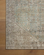 Loloi Amber Lewis Cambria Collection CBR-05 Aqua/Natural 2'-3" x 3'-9" Accent Rug Jute, Neutral, Vintage Style, Antique Tone, Living, Bedroom, Dining, Carpet