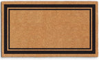 Barnyard Designs Natural Coco Coir Heavy Duty Backing Doormat - Large Cute Non-Slip Front Door Welcome Mat for Outside Entrance or Porch Entry, Brown (17x30, Border)