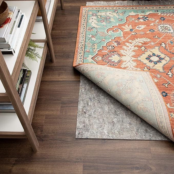 Mohawk Home 9' x 12' Non Slip Grip Rug Pad 1/4" Thick Dual Surface Felt Cushion + Rubber Gripper - Safe for All Floors