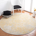 SAFAVIEH Evoke Collection Area Rug - 6'7" Round, Ivory & Gold, Distressed Design, Non-Shedding & Easy to Clean, Ideal for Living Room, Bedroom, Dining Space (EVK256B)