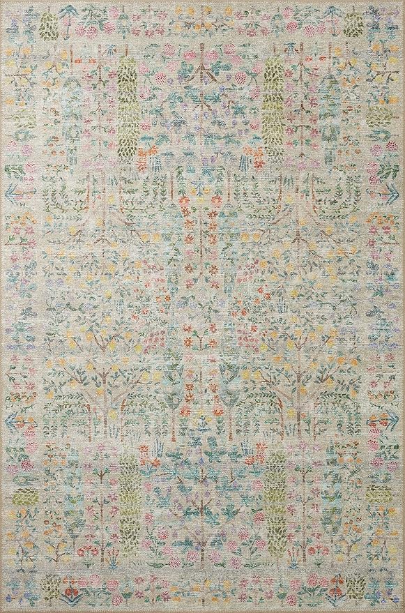 Loloi Rifle Paper Co. Maison Collection MAO-07 Khaki 2'-6" x 9'-6", .19" Pile Height, Runner Rug