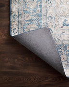 Loloi Layla Collection LAY-07 Blue/Tangerine 7'-6" x 9'-6" .13" Thick Area Rug, Soft, Durable, Vintage Inspired, Distressed, Low Pile, Non-Shedding, Easy Clean, Printed, Living Room Rug