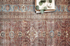 Loloi Layla Collection LAY-01 Brick/Blue 2'-3" x 3'-9" .13" Thick Accent Rug, Soft, Durable, Vintage Inspired, Distressed, Low Pile, Non-Shedding, Easy Clean, Printed, Living Room Rug
