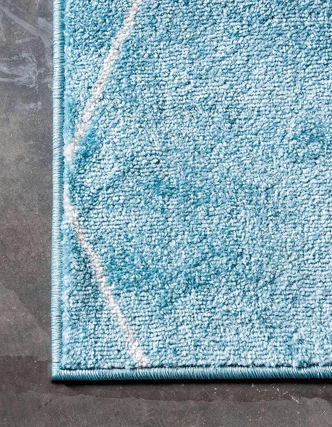Unique Loom Trellis Frieze Collection Area Rug - Geometric (5' 1" x 8', Light Blue/ Ivory)