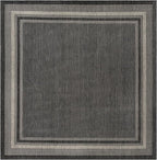 Unique Loom Outdoor Border Collection Area Rug - Soft Border (13' Square Black/Ivory)