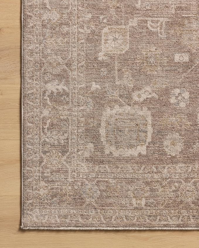 Loloi Chris Loves Julia Louisa Collection LOI-03 Taupe/Ivory 9'-6" x 9'-6", .38" Pile Height, Round Area Rug