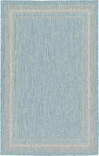 Unique Loom Outdoor Border Collection Area Rug - Soft Border (5' 1" x 8' Rectangle, Aquamarine/ Ivory)