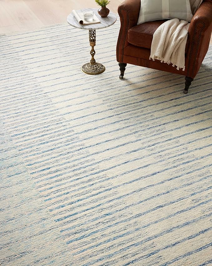 Loloi Chris Loves Julia Chris Collection CHR-01 Ivory/Denim 7'-9'' x 9'-9'', .50" Pile Height, Area Rug