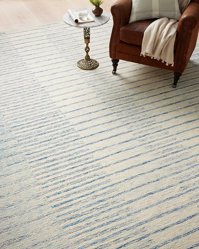 Loloi Chris Loves Julia Chris Collection CHR-01 Ivory/Denim 5'-0" x 7'-6", .50" Pile Height, Area Rug