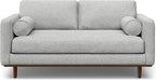 SIMPLIHOME Morrison Mid-Century Modern 72 inch Wide Sofa with Ottoman Set in Mist Grey Tightly Woven Performance Fabric for the Living Room and Family Room