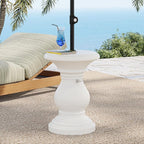 Christopher Knight Home Oriana MGO Outdoor Patio Side Table Umbrella Base, Heavy Duty Patio Umbrella Stand Outdoor Base with Hand-Turn Tightening Knob, Lounger Small Patio Coffee Table, White